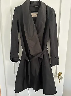 Max Mara Raincoat Size 8/10 Black Belted French Rain Jacket • $65