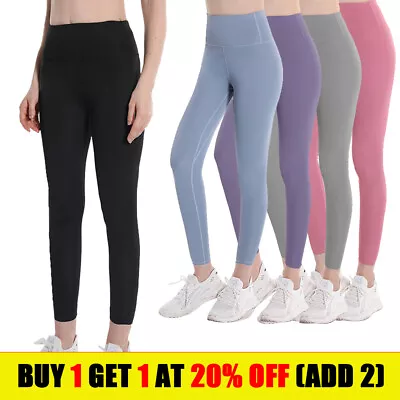 Womens Full Ankle Length Leggings Basic Cotton Stretch Pants Yoga S-3X Fitness • $12.89