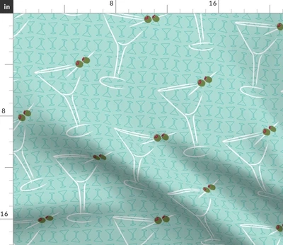 $12 • Buy Glasses Paris Olives Cocktail Mid Century Martini Spoonflower Fabric By The Yard