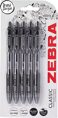 £4.57 • Buy Zebra 2438 Z-Grip Smooth Retractable Ballpoint Pen - Black (Pack Of 5) (Packagin