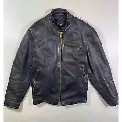 Vintage 60s Lesco Leather Cafe Racer Leather Jacket Talon Zipper Size 42 (20x25) • $120