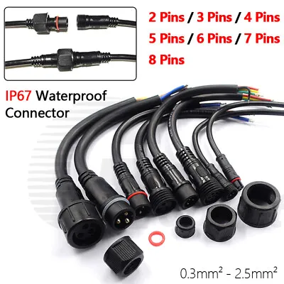 £1.91 • Buy 2/3/4/5/6/7/8 Pin Outdoor IP67 Waterproof Electrical Cable Wire Connector Plug