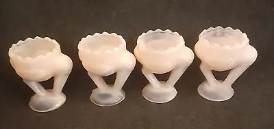 Vintage Milk Glass Stork Egg  Cups Set Of 4 Blush • $48