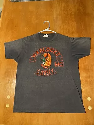 Vintage 1% MC Club Shirt Warlocks SouthJersey XL Motorcycle Outlaw Faded 80s 90s • $500