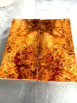 Stabilized BOX ELDER MAPLE Burl Dyed Orange Call Knife Scales Pen Blanks Handle • $33