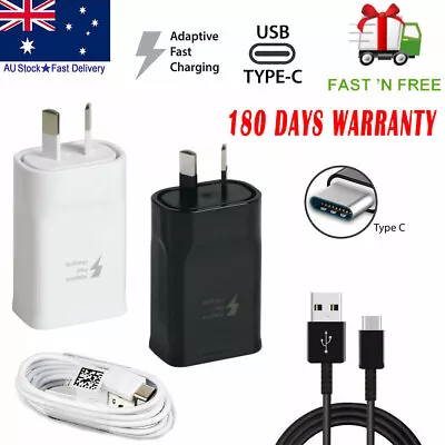 Samsung S22 S21 S20 Ultra S10 S9 Fast Charger AU Plug Adapter USB C Type-C Cable • $8.99