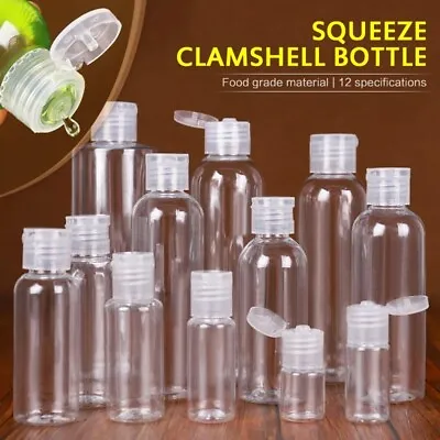 10ml 20ml 50ml 100ML Empty Plastic Bottles Travel Caps For Hand Gels & Lotion  • £2.99