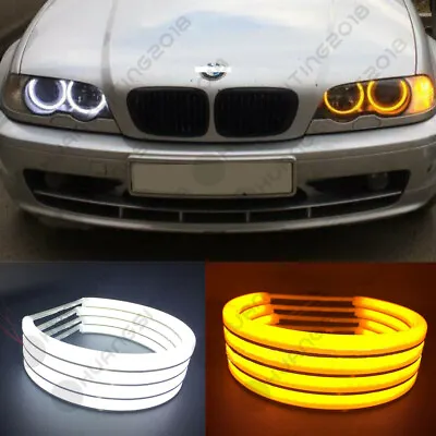 White + Yellow Cotton Light Angel Eyes Halo Ring SMD LED For BMW E36 E38 E39 E46 • $89.99