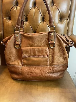 J CREW Brown Pebbled Hobo LEATHER Zippered SATCHEL SHOULDER BAG Handbag Purse • $35