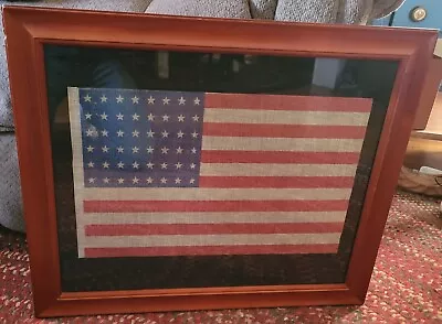 Vintage 48 Star American Flag - Pre WWII Parade Flag Framed In Glass Frame • $145