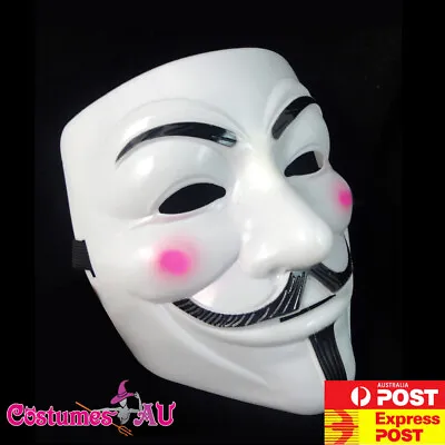 Adult Anonymous Mask V For Vendetta Halloween Costume Guy Fawkes Party Accessory • £4.12