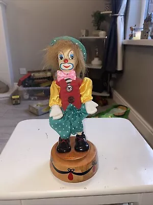 Vintage Wind Up Musical / Rotating Clown Figurine • £5