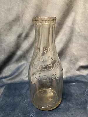 #144 Old Milk Bottle 1 Quart Silver Seal Meadow Gold Raised Lettering 9.5” Tall • $12.99