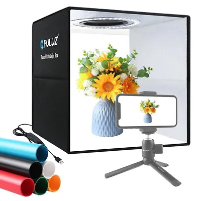 PULUZ 30CM Photo Studio LED Light Tent Cube Box Portable Photography 6 Backdrops • £17.99