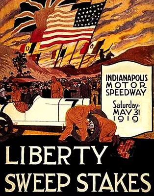 1919 Indy 500 Liberty Sweepstakes Vintage Auto Racing Poster Art Print • $10.50