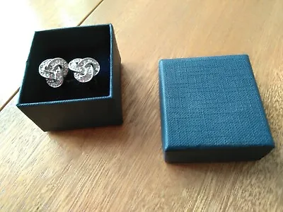 £7.99 • Buy Silver Knotted Diamante Cufflinks Fathers Day!