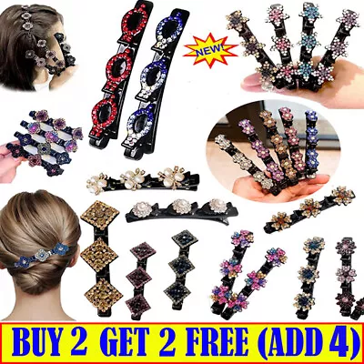Sparkling Crystal Stone Braided Hair Clip Double Bang Hair Clips Braided Hair Uk • £2.84