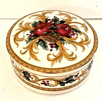 Mikasa Christmas Holiday Orchard Covered Ceramic Candy Dish Trinket Jewelry 5” • $14