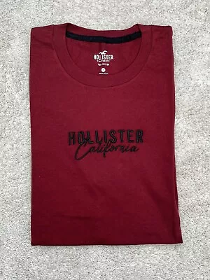 New Men's Boys Hollister Logo Tee T-shirt Size S Small Burgundy 100% Cotton • £12