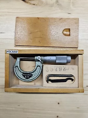 Vintage Outside Micrometer 0-1 .0001' With Wood Box Made In Poland • $33.99