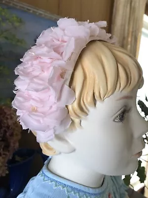 Vintage 1950’s Childs Pink Floral Millinery Crescent Headband Hat Sweet • $14.99