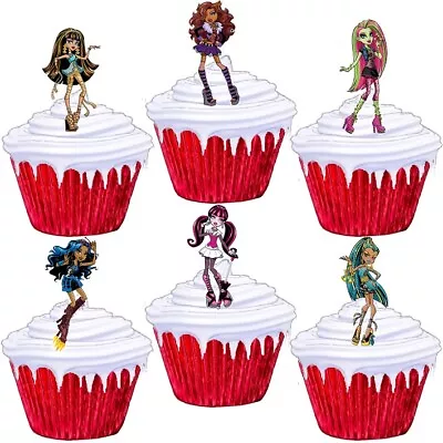 28 Monster High Stand Up Cup Cake Toppers Edible Birthday Party Decorations • £2.25