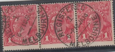 $60 • Buy Postmark 1914 Melbourne No1 Victoria Strip Of 1d Red KGV Stamps  Date Error    