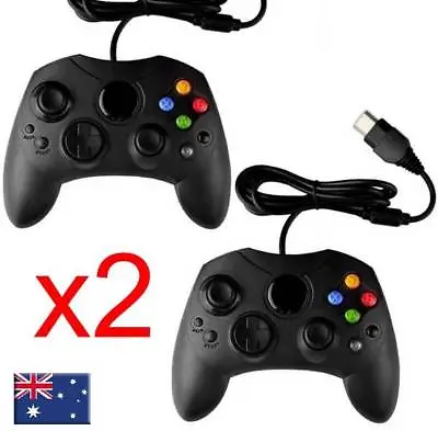 2x DualShock Gamepad Game Controller Joypad For Microsoft Original XBOX Black • $31