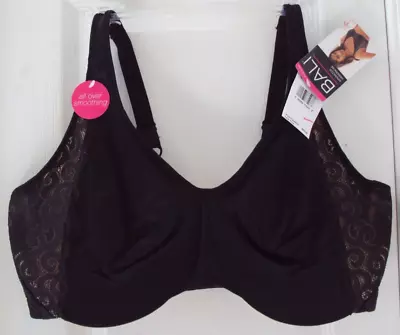 New Tag Bali (passion For Comfort) 40ddd Black 'minimizer' Underwire Bra #df1004 • $22.99