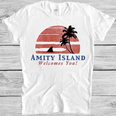 Amity Island Wellcomes You T Shirt 1180 Jaws Retro Vintage Cool Gift Tee • £6.35