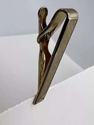 Vintage Swank Tie Clip Clasp Bar Gold Tone Geometric Design 1.5  Size Mens • $10.44