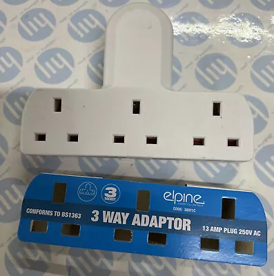 #3 Way Triple Gang UK 3 Multi Socket Plug Extension Mains Adaptor 13A 250V AC • £3.96