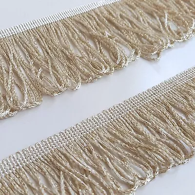 Gold Lurex Looped Fringe Trim Edging Looping - 50mm Or 60mm Wide - By The Metre • £2.49