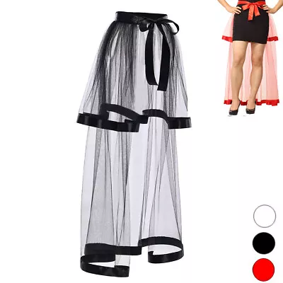 Ladies Tulle Skirt Victorian Gothic Black Bustle Tutu Belt Lace Underskirt • $21.99