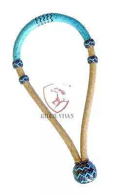 Bosal Natural & Turquoise Rawhide Hackamore Hackamore 24 Plaits Horse Bosal. • $36.99