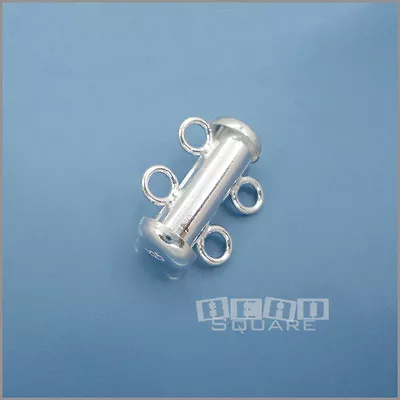 Sterling Silver 2-Strand Tube Slide Clasp Connector 15mm #33206 • $6.80