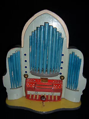 Gorgeous German Steinbach Painted Carved Wood Pipe Organ Thorens Disc Music Box • $625