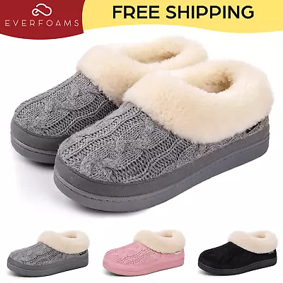 £15.99 • Buy Womens Moccasin Cosy Knitted Fleece Collar Memory Foam Slippers Faux Suede Shoes