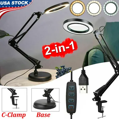 $29 • Buy Magnifier LED Lamp 10X Magnifying Glass Desk Table Light Foldable Reading Lamp