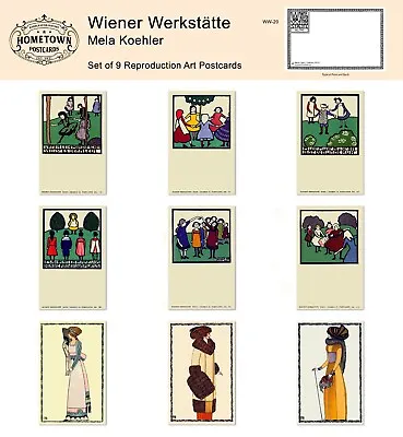 Wiener Werkstatte:  Mela Koehler (Series 1) - Lot Of (9) Rare Repro Postcards • $9.95