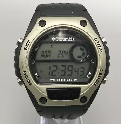 Columbia Digital Watch Men Silver Black Tone Timer Chronograph New Battery • $13.50