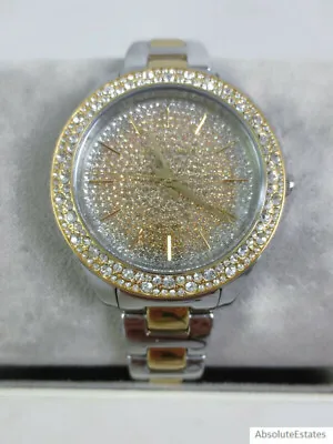 NEW Michael Kors Liliane Pave Glitz Two Tone Gold & Silver Watch MK4652 + Box • $130.99