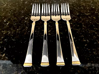 Mikasa GOLD ACCENT HARMONY 18/10 Stainless Flatware Set Of 4 Salad Forks • $29.95