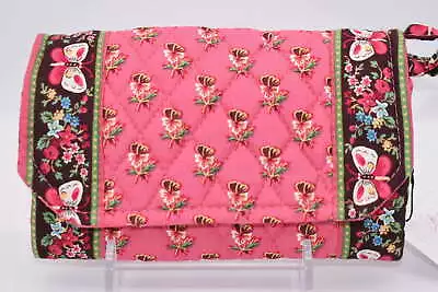 Vera Bradley Strap Wallet / Crossbody In  Pink Pansy  Pattern • $24.36