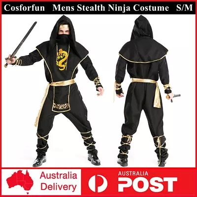 Mens Stealth Ninja Costume Cosplay Adults Fancy Dress Outfit Suit Halloween Xmas • $62.60