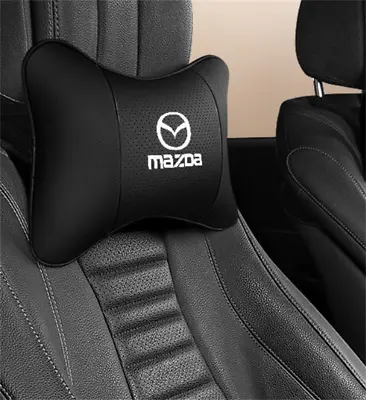 2pc Car Seat Headrest Neck Pillow For Mazda 3 /6 CX-5 CX-7 Black Genuine Leather • $33