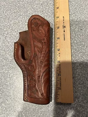 Vintage Holster Hand Carved Leather Small Caliber Colt 32 • $20