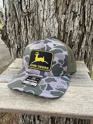 Vintage John Deere Patch Old School Duck Camo Richardson 112 Snapback Cap • $22