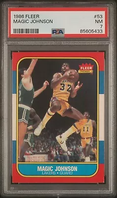 1986 Fleer #53 MAGIC JOHNSON PSA 7 NM (NEAR MINT) - FRESHLY GRADED! • $69.86