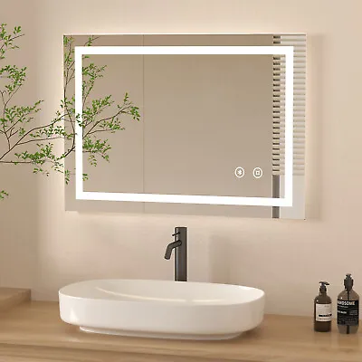 Bathroom LED Mirror With Light Shaver Socket Bluetooth Demister Touch 50x70cm • £95.99